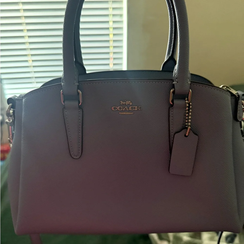 Coach Light Blue Leather Shoulder Bag with silver Accents - Picture 5 of 6